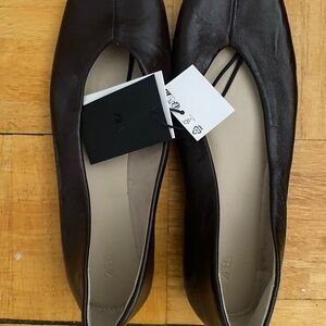 NWT Zara Dark Brown Leather Loafers